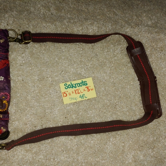 Sakroots Large Purple Foldover Floral Crossbody Satchel Shoulder Handbag Purse - Picture 9 of 15